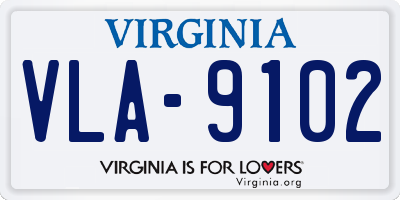 VA license plate VLA9102