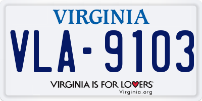 VA license plate VLA9103