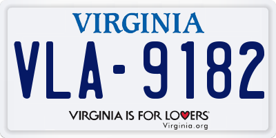 VA license plate VLA9182
