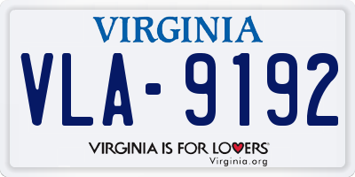 VA license plate VLA9192