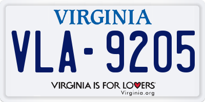 VA license plate VLA9205
