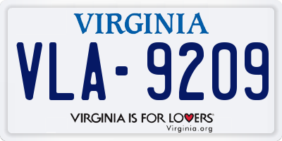 VA license plate VLA9209