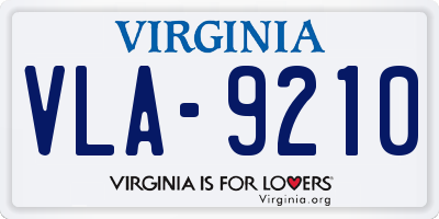 VA license plate VLA9210