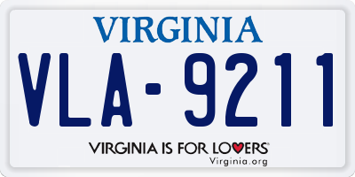 VA license plate VLA9211