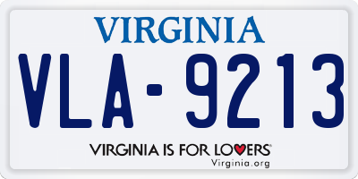 VA license plate VLA9213