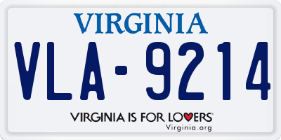 VA license plate VLA9214