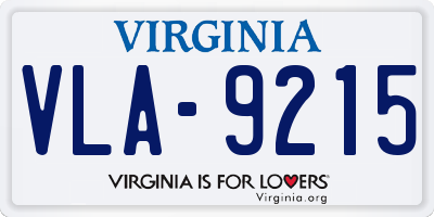 VA license plate VLA9215