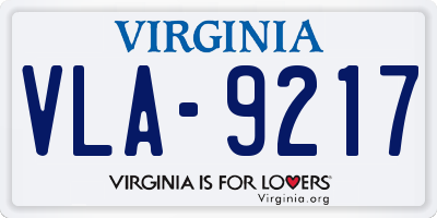 VA license plate VLA9217