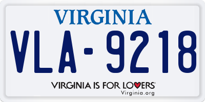 VA license plate VLA9218