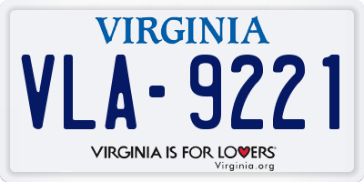 VA license plate VLA9221