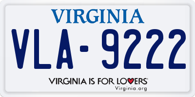 VA license plate VLA9222