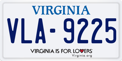 VA license plate VLA9225