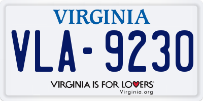 VA license plate VLA9230
