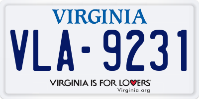 VA license plate VLA9231