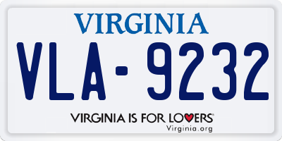 VA license plate VLA9232