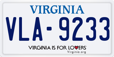 VA license plate VLA9233