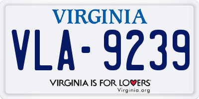 VA license plate VLA9239
