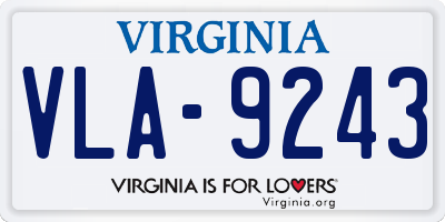 VA license plate VLA9243