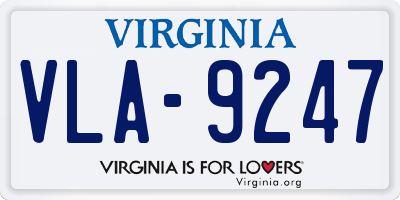 VA license plate VLA9247