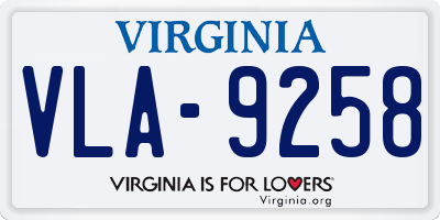 VA license plate VLA9258