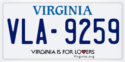 VA license plate VLA9259