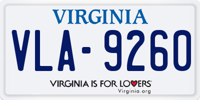 VA license plate VLA9260