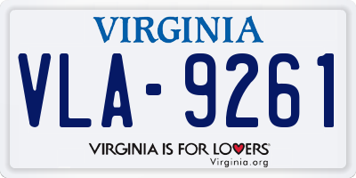 VA license plate VLA9261