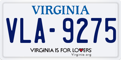 VA license plate VLA9275
