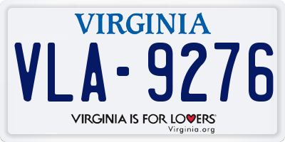 VA license plate VLA9276