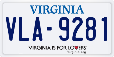 VA license plate VLA9281
