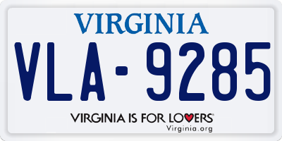 VA license plate VLA9285