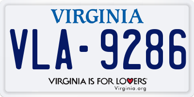 VA license plate VLA9286