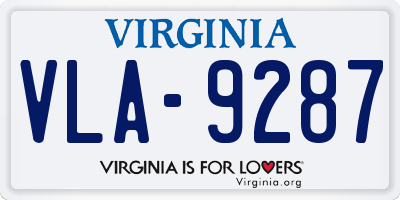 VA license plate VLA9287