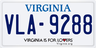 VA license plate VLA9288