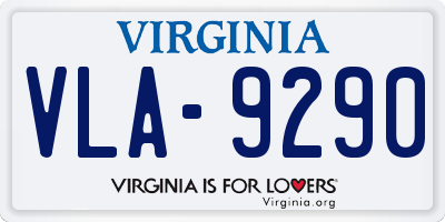 VA license plate VLA9290