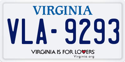 VA license plate VLA9293