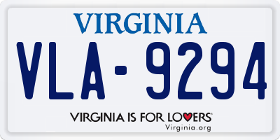 VA license plate VLA9294
