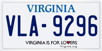 VA license plate VLA9296