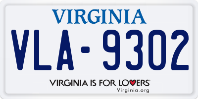 VA license plate VLA9302