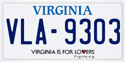 VA license plate VLA9303