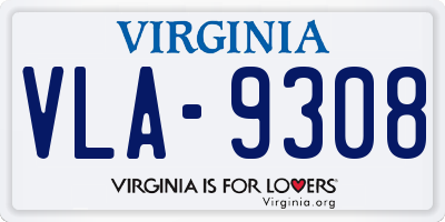 VA license plate VLA9308