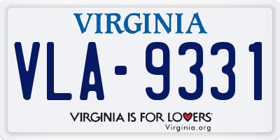 VA license plate VLA9331