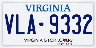 VA license plate VLA9332