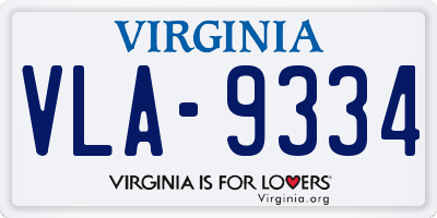 VA license plate VLA9334