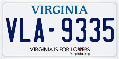 VA license plate VLA9335