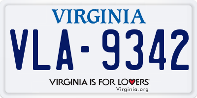 VA license plate VLA9342