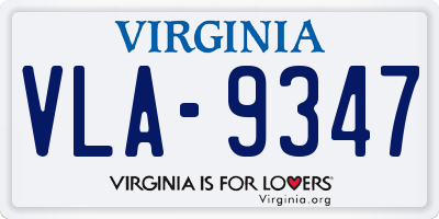 VA license plate VLA9347