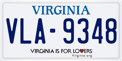VA license plate VLA9348