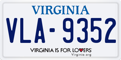 VA license plate VLA9352