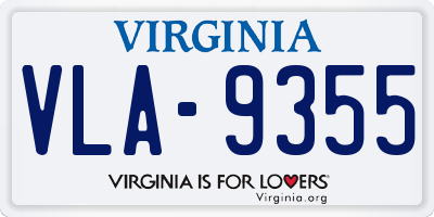 VA license plate VLA9355